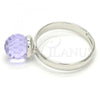 Rhodium Plated Multi Stone Ring, Ball Design, with Tanzanite Swarovski Crystals, Polished, Rhodium Finish, 01.239.0006.1 (One size fits all)