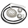 Rhodium Plated Necklace and Earring, Spiral Design, Polished, Rhodium Finish, 06.59.0107