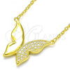 Sterling Silver Pendant Necklace, Butterfly Design, with White Cubic Zirconia, Polished, Golden Finish, 04.336.0085.2.16