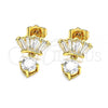 Oro Laminado Stud Earring, Gold Filled Style with White Cubic Zirconia, Polished, Golden Finish, 02.387.0104