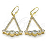 Oro Laminado Dangle Earring, Gold Filled Style with White Cubic Zirconia and White Crystal, Polished, Golden Finish, 02.268.0041