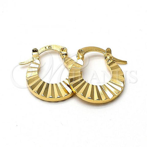 Oro Laminado Small Hoop, Gold Filled Style Diamond Cutting Finish, Golden Finish, 02.63.0937