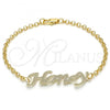 Oro Laminado Fancy Bracelet, Gold Filled Style Nameplate Design, Polished, Golden Finish, 03.63.1980.08