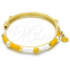 Oro Laminado Individual Bangle, Gold Filled Style Ladybug Design, with White Crystal, Yellow Enamel Finish, Golden Finish, 07.254.0003.3.03 (06 MM Thickness, Size 3 - 2.00 Diameter)