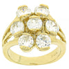 Oro Laminado Multi Stone Ring, Gold Filled Style Flower Design, with White Cubic Zirconia, Polished, Golden Finish, 5.171.025.09 (Size 9)
