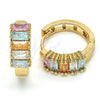 Oro Laminado Huggie Hoop, Gold Filled Style with Multicolor Cubic Zirconia, Polished, Golden Finish, 02.210.0075.15