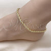 Oro Laminado Basic Anklet, Gold Filled Style Rope Design, Polished, Golden Finish, 5.222.034.10