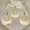 Oro Laminado Earring and Pendant Adult Set, Gold Filled Style Tricolor, 5.047.001