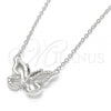 Sterling Silver Pendant Necklace, Butterfly Design, with White Cubic Zirconia, Polished, Rhodium Finish, 04.336.0046.16