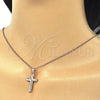 Sterling Silver Pendant Necklace, Cross Design, with White Micro Pave, Polished, Rose Gold Finish, 04.336.0127.1.16