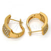 Oro Laminado Huggie Hoop, Gold Filled Style with White Cubic Zirconia, Polished, Golden Finish, 02.260.0006.20
