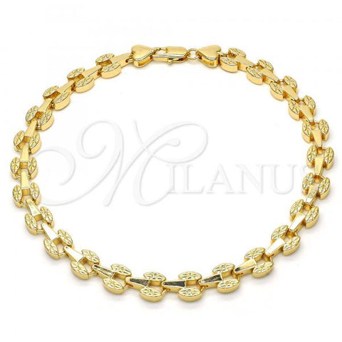 Oro Laminado Fancy Anklet, Gold Filled Style Polished, Golden Finish, 03.210.0064.10