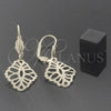 Oro Laminado Dangle Earring, Gold Filled Style Leaf Design, Diamond Cutting Finish, Golden Finish, 5.068.017