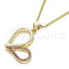 Oro Laminado Pendant Necklace, Gold Filled Style Heart Design, with Garnet Micro Pave, Polished, Golden Finish, 04.156.0319.2.20