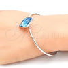 Rhodium Plated Individual Bangle, with Light Turquoise Swarovski Crystals, Polished, Rhodium Finish, 07.239.0006 (02 MM Thickness, One size fits all)