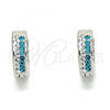 Stainless Steel Huggie Hoop, with Aqua Blue and White Crystal, Polished, Steel Finish, 02.230.0072.2.12