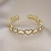 Oro Laminado Individual Bangle, Gold Filled Style Heart Design, with White Micro Pave, Polished, Golden Finish, 07.341.0007