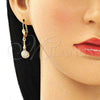 Oro Laminado Long Earring, Gold Filled Style with White Cubic Zirconia, Polished, Golden Finish, 02.387.0069