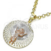 Oro Laminado Religious Pendant, Gold Filled Style Divino Niño Design, Diamond Cutting Finish, Tricolor, 05.380.0125