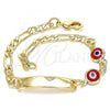 Oro Laminado Fancy Bracelet, Gold Filled Style Evil Eye Design, Red Resin Finish, Golden Finish, 03.63.2140.06