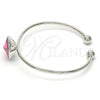 Rhodium Plated Individual Bangle, with Rose Swarovski Crystals, Polished, Rhodium Finish, 07.239.0012.9 (02 MM Thickness, One size fits all)