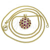 Oro Laminado Pendant Necklace, Gold Filled Style with Ruby Micro Pave, Polished, Golden Finish, 04.156.0316.1.20