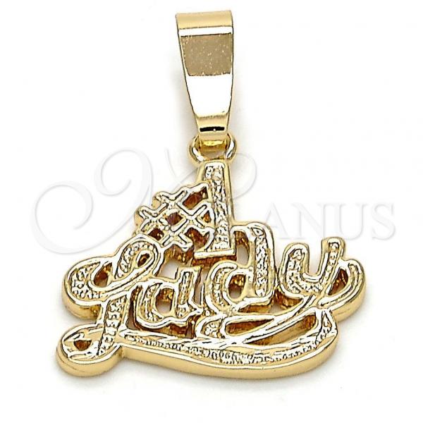 Oro Laminado Fancy Pendant, Gold Filled Style Diamond Cutting Finish, Golden Finish, 5.181.026