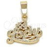 Oro Laminado Fancy Pendant, Gold Filled Style Diamond Cutting Finish, Golden Finish, 5.181.026