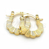 Oro Laminado Small Hoop, Gold Filled Style Flower Design, Diamond Cutting Finish, Golden Finish, 5.159.060