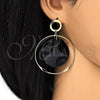 Oro Laminado Long Earring, Gold Filled Style Black Resin Finish, Golden Finish, 02.268.0076.1