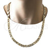 Oro Laminado Basic Necklace, Gold Filled Style Pave Figaro Design, Polished, Golden Finish, 04.213.0186.24