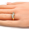 Oro Laminado Multi Stone Ring, Gold Filled Style with White Cubic Zirconia, Polished, Golden Finish, 01.210.0025.09 (Size 9)