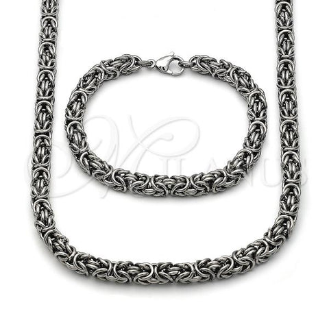 Stainless Steel Necklace and Bracelet, Polished, Steel Finish, 06.363.0063