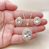 Oro Laminado Earring and Pendant Adult Set, Gold Filled Style Cluster Design, Polished, Golden Finish, 10.196.0189