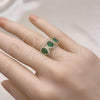 Oro Laminado Multi Stone Ring, Gold Filled Style with Green Cubic Zirconia and White Micro Pave, Polished, Golden Finish, 01.284.0089.3