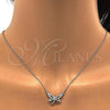 Sterling Silver Earring and Pendant Adult Set, Butterfly Design, with White Cubic Zirconia and White Micro Pave, Polished, Rhodium Finish, 10.186.0015