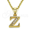 Oro Laminado Fancy Pendant, Gold Filled Style Initials Design, with  Crystal, Golden Finish, 05.26.0038