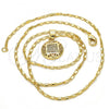 Oro Laminado Pendant Necklace, Gold Filled Style with White Micro Pave, Polished, Golden Finish, 04.166.0011.20
