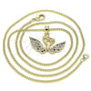 Oro Laminado Pendant Necklace, Gold Filled Style Swan Design, with Multicolor Micro Pave, Polished, Golden Finish, 04.344.0017.2.20