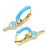 Oro Laminado Huggie Hoop, Gold Filled Style key Design, Turquoise Enamel Finish, Golden Finish, 02.213.0211.3.12