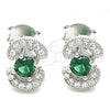 Sterling Silver Stud Earring, with Green and White Cubic Zirconia, Polished, Rhodium Finish, 02.369.0008.1
