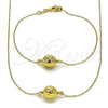 Oro Laminado Necklace and Bracelet, Gold Filled Style Ball and Rolo Design, Polished, Golden Finish, 06.179.0006