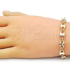 Oro Laminado Fancy Bracelet, Gold Filled Style Puff Mariner Design, Polished, Golden Finish, 03.213.0274.07