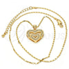 Oro Laminado Pendant Necklace, Gold Filled Style Heart Design, with White Micro Pave, Polished, Golden Finish, 04.156.0031.20