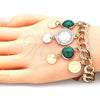 Oro Laminado Charm Bracelet, Gold Filled Style with Green Opal, Polished, Golden Finish, 03.331.0119.08