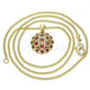 Oro Laminado Pendant Necklace, Gold Filled Style with Garnet Micro Pave, Polished, Golden Finish, 04.156.0316.2.20