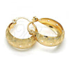 Oro Laminado Small Hoop, Gold Filled Style Flower Design, Polished, Golden Finish, 02.106.0002.20