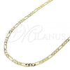Oro Laminado Basic Necklace, Gold Filled Style Figaro Design, Polished, Golden Finish, 04.213.0239.18