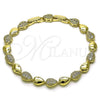 Oro Laminado Tennis Bracelet, Gold Filled Style Teardrop Design, with White Cubic Zirconia, Polished, Golden Finish, 03.213.0327.08