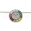 Rhodium Plated Pendant Necklace, Initials Design, with Multicolor Cubic Zirconia, Polished, Rhodium Finish, 04.210.0006.3.20